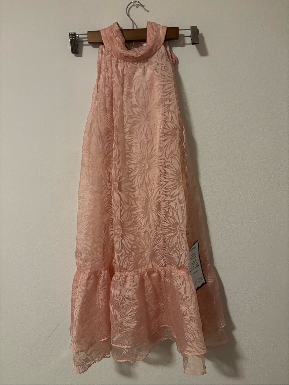 Adrianna Papell Blush Peach Textured Halter Dress